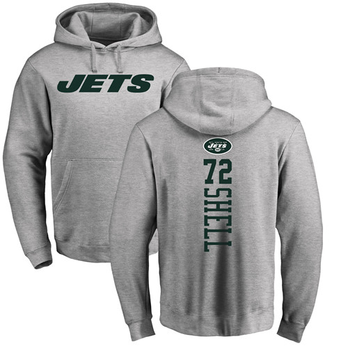 New York Jets Men Ash Brandon Shell Backer NFL Football 72 Pullover Hoodie Sweatshirts